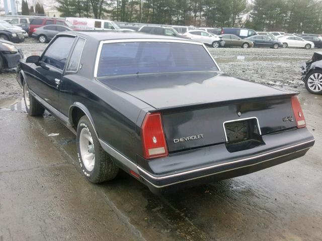 1G1GZ11Z3HP155581 - 1987 CHEVROLET MONTE CARL BLACK photo 3