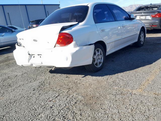 KNAFB121135220638 - 2003 KIA SPECTRA BA WHITE photo 4