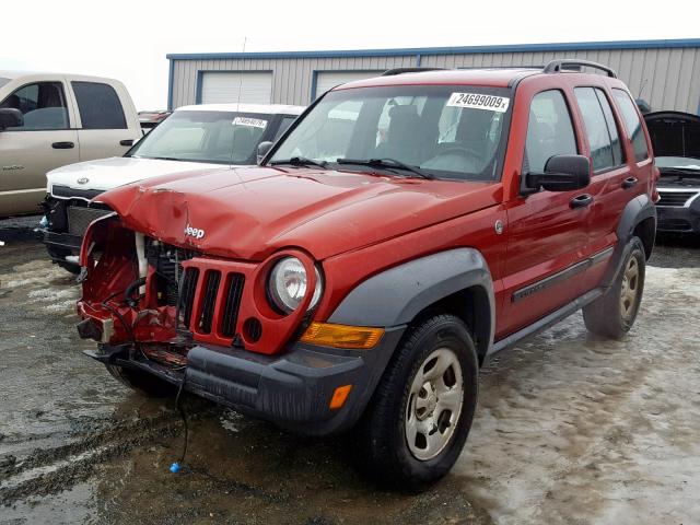 1J8GL48K36W264654 - 2006 JEEP LIBERTY SP წითელი ფოტო 2