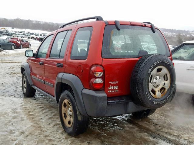 1J8GL48K36W264654 - 2006 JEEP LIBERTY SP წითელი ფოტო 3
