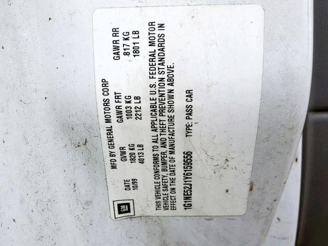 1G1NE52J1Y6159556 - 2000 CHEVROLET MALIBU LS თეთრი ფოტო 10