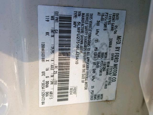 5LMFU27516LJ25410 - 2006 LINCOLN NAVIGATOR TAN photo 10