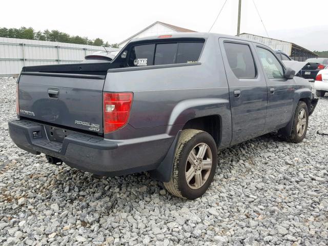 5FPYK1F5XAB004802 - 2010 HONDA RIDGELINE GRAY photo 4