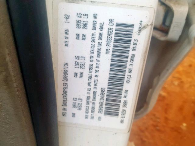 2B3HD46R12H189455 - 2002 DODGE INTREPID S 白色 照片 10