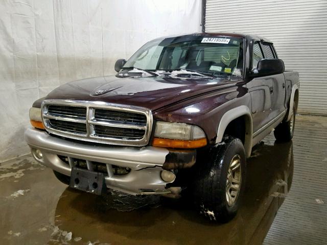 1D7HG48N64S574401 - 2004 DODGE DAKOTA QUA MAROON photo 2