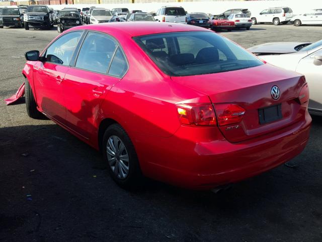 3VW2K7AJ4CM316048 - 2012 VOLKSWAGEN JETTA BASE Կարմիր լուսանկար 3