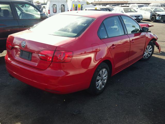 3VW2K7AJ4CM316048 - 2012 VOLKSWAGEN JETTA BASE Կարմիր լուսանկար 4