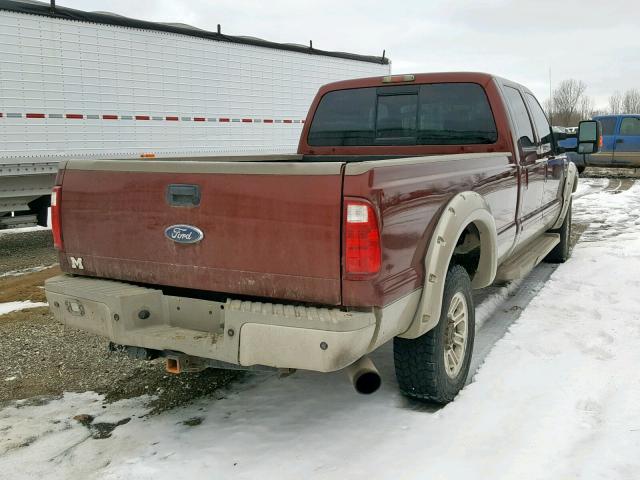 1FTWW31R08EC08675 - 2008 FORD F350 SRW S BURGUNDY photo 4