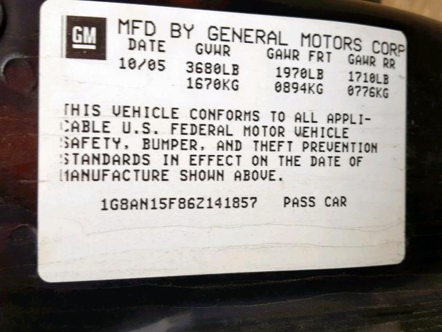 1G8AN15F86Z141857 - 2006 SATURN ION LEVEL RED photo 10