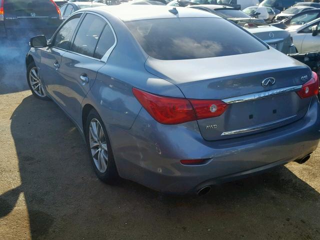 JN1AV7AR8EM700718 - 2014 INFINITI Q50 HYBRID BLUE photo 3