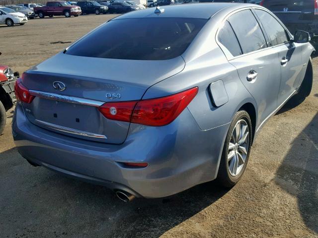 JN1AV7AR8EM700718 - 2014 INFINITI Q50 HYBRID BLUE photo 4