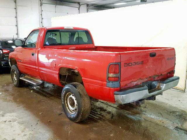 3B7KF26Z62M261285 - 2002 DODGE RAM 2500 RED photo 3