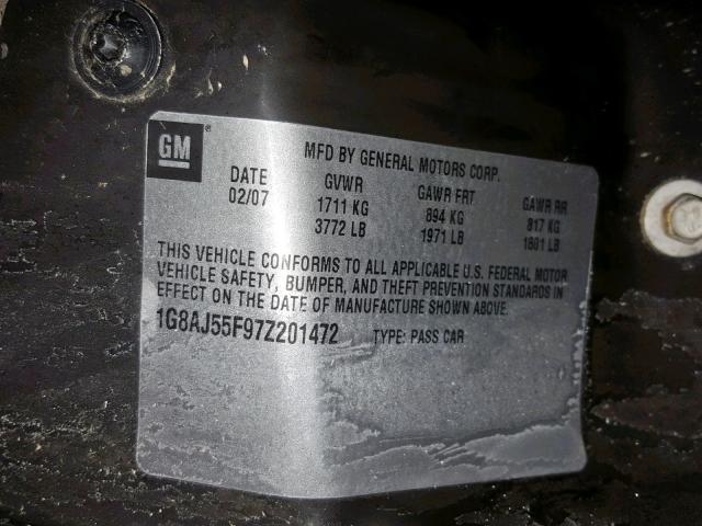 1G8AJ55F97Z201472 - 2007 SATURN ION LEVEL SILVER photo 11