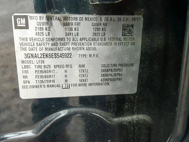 3GNAL2EK6ES545922 - 2014 CHEVROLET CAPTIVA LS 灰色 照片 10