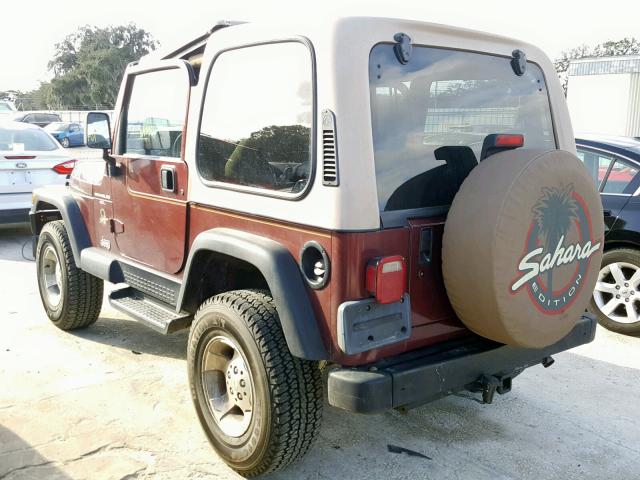 1J4FA59S31P301373 - 2001 JEEP WRANGLER / MAROON photo 3