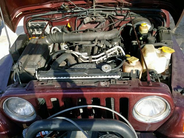 1J4FA59S31P301373 - 2001 JEEP WRANGLER / MAROON photo 7