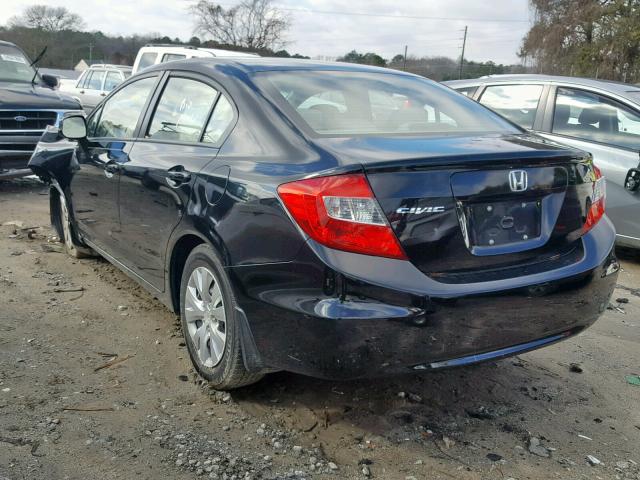 19XFB2F59CE011724 - 2012 HONDA CIVIC LX BLACK photo 3