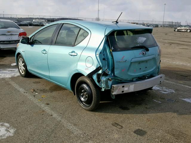 JTDKDTB32C1030105 - 2012 TOYOTA PRIUS C BLUE photo 3