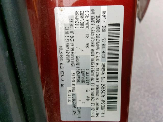 JM1CR2W31A0368964 - 2010 MAZDA 5 RED photo 10