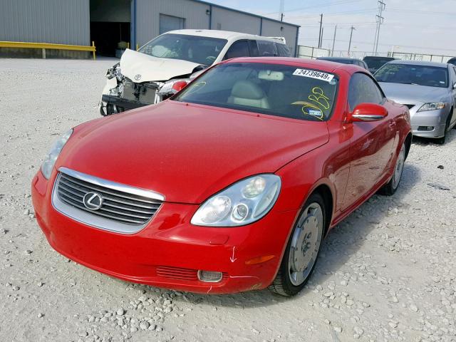 JTHFN48Y230042749 - 2003 LEXUS SC 430 RED photo 2