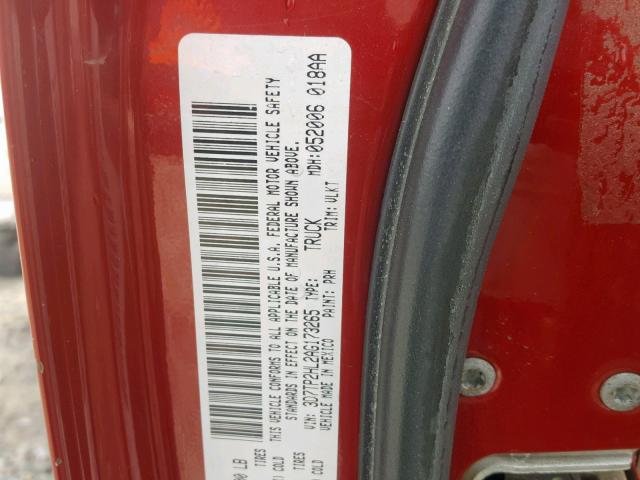 3D7TP2HL2AG173265 - 2010 DODGE RAM 2500 RED photo 10