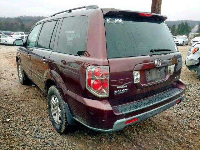 5FNYF18218B026150 - 2008 HONDA PILOT VP MAROON photo 3