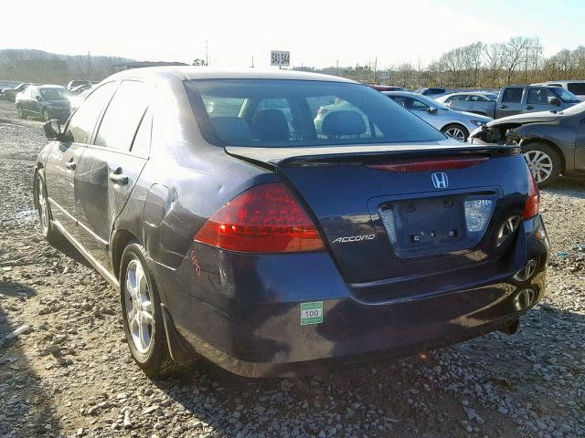 1HGCM561X7A006263 - 2007 HONDA ACCORD VAL BLUE photo 3