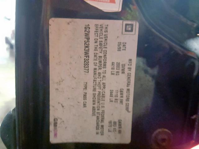 1G2WP52K3WF328377 - 1998 PONTIAC GRAND PRIX BLACK photo 10