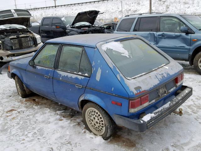 1B3BZ1883ED357222 - 1984 DODGE OMNI BLUE photo 3