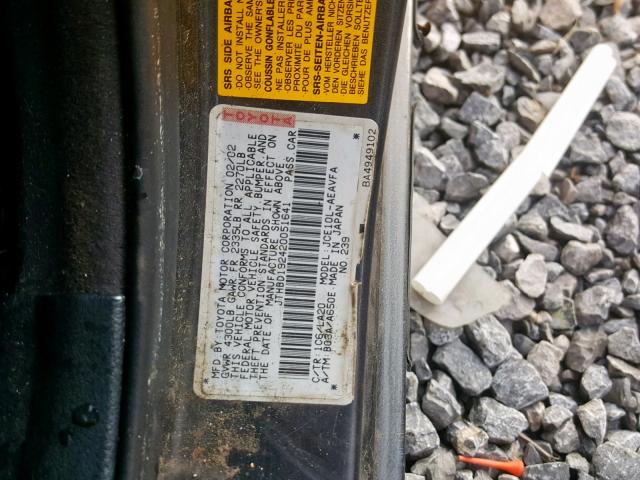 JTHBD192420051641 - 2002 LEXUS IS 300 GRAY photo 10