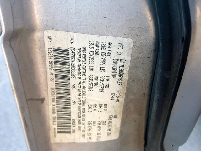 2C4GM68405R368365 - 2005 CHRYSLER PACIFICA T SILVER photo 10