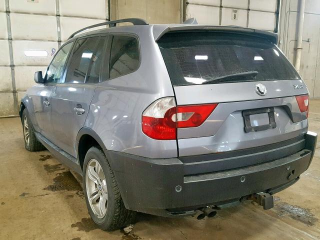 WBXPA93434WC33135 - 2004 BMW X3 3.0I SILVER photo 3