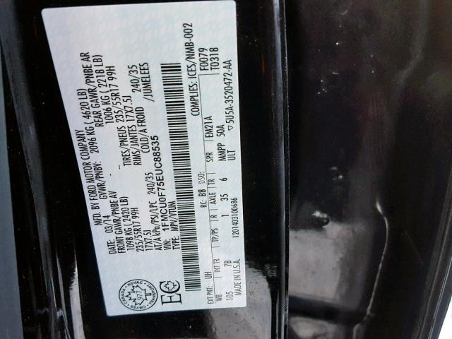 1FMCU0F75EUC88535 - 2014 FORD ESCAPE S BLACK photo 10