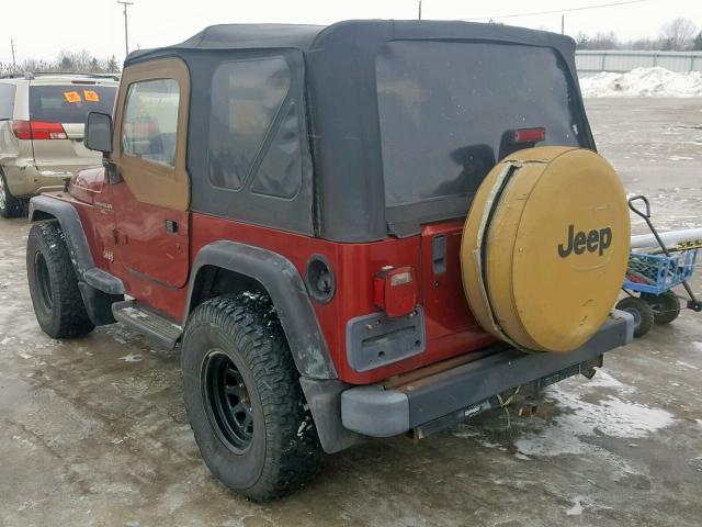 1J4FY19S1WP708572 - 1998 JEEP WRANGLER / MAROON photo 3