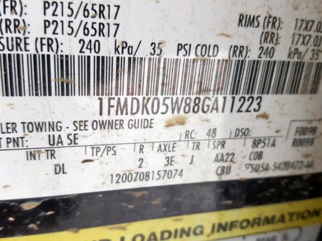 1FMDK05W88GA11223 - 2008 FORD TAURUS X S BLACK photo 10