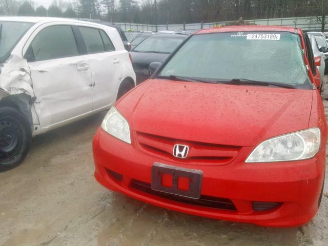 1HGES16435L001814 - 2005 HONDA CIVIC DX RED photo 10