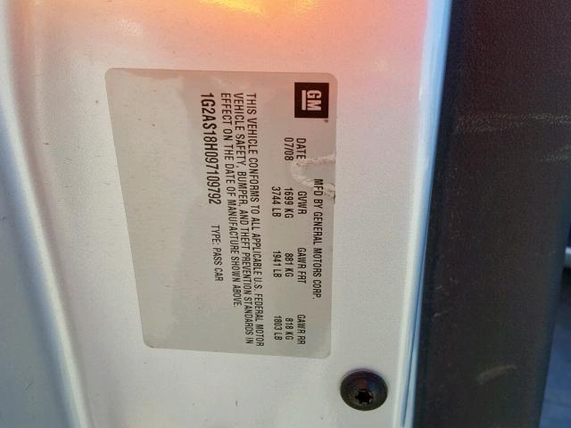 1G2AS18H097109792 - 2009 PONTIAC G5 SILVER photo 10