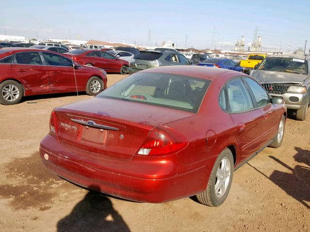 1FAFP56S5YA198131 - 2000 FORD TAURUS SEL RED photo 4