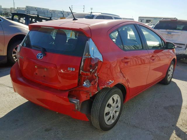 JTDKDTB33D1043463 - 2013 TOYOTA PRIUS C RED photo 4