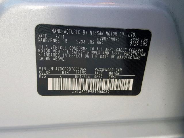 JN1AZ0CP9BT008069 - 2011 NISSAN LEAF SV SILVER photo 10