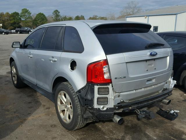 2FMDK3J94DBC97008 - 2013 FORD EDGE SEL SILVER photo 3