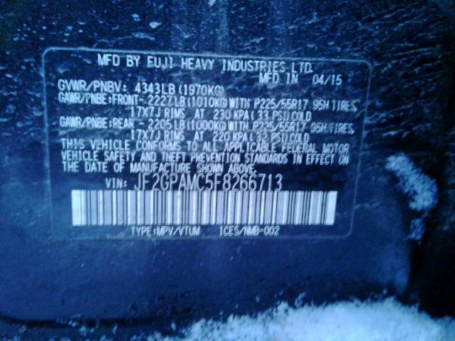JF2GPAMC5F8266713 - 2015 SUBARU XV CROSSTR BLACK photo 10