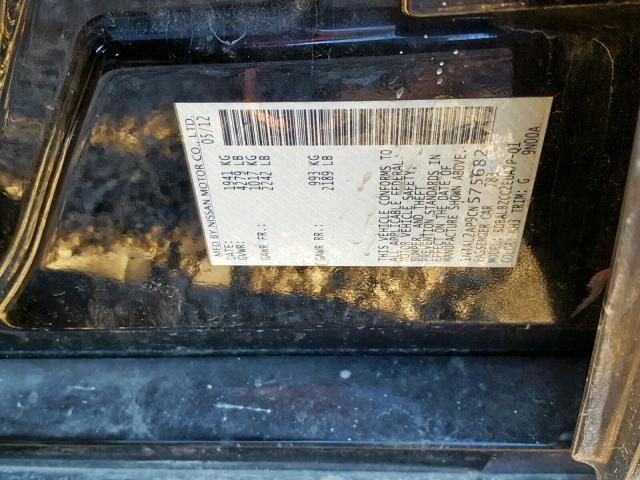 1N4AL2AP9CN575682 - 2012 NISSAN ALTIMA BAS Qara foto 10