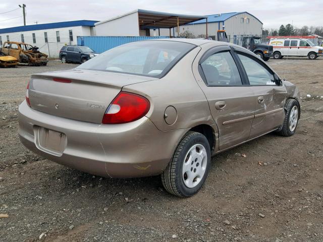 1B3ES46CX1D188014 - 2001 DODGE NEON SE BEIGE photo 4