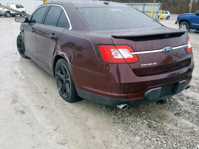 1FAHP2KT7AG164023 - 2010 FORD TAURUS SHO MAROON photo 3