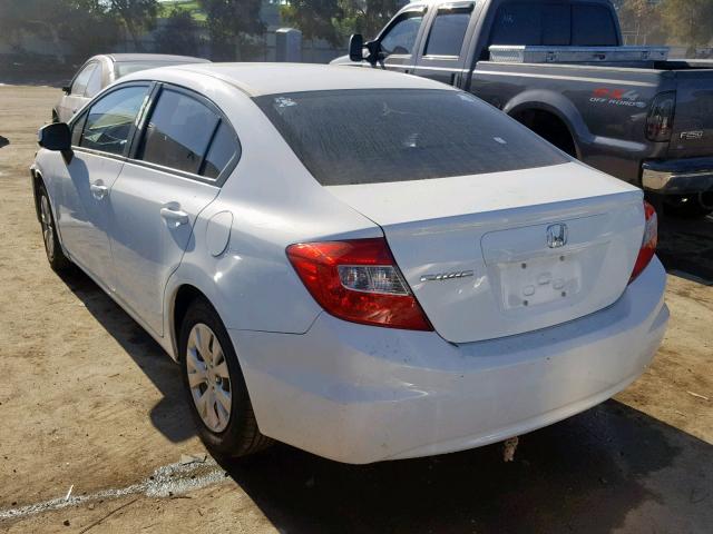 19XFB2F5XCE382620 - 2012 HONDA CIVIC LX WHITE photo 3