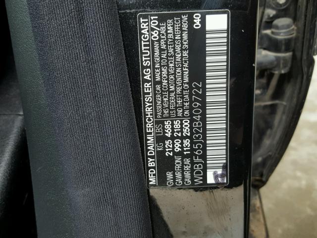 WDBJF65J32B409722 - 2002 MERCEDES-BENZ E 320 黑色 照片 10