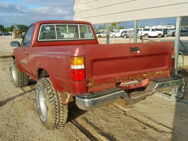 JT4RN01P3N0034820 - 1992 TOYOTA PICKUP 1/2 RED photo 3