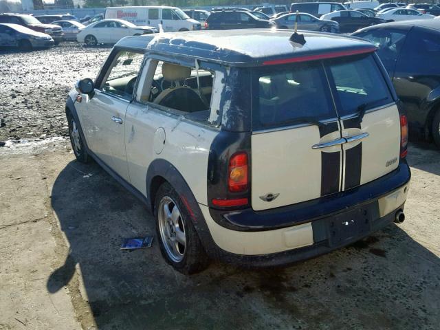 WMWML33548TN67997 - 2008 MINI COOPER CLU WHITE photo 3