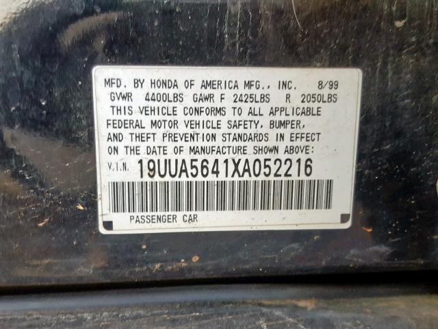 19UUA5641XA052216 - 1999 ACURA 3.2TL BLACK photo 10